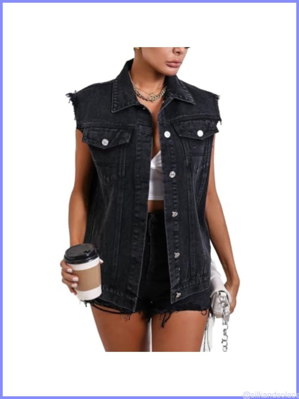 Women's Sleeveless Denim Vest Classic Button Down Jean Jacket with Pockets